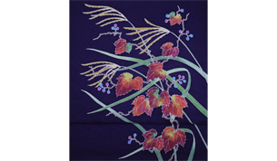 手描き友禅 染名古屋帯 野葡萄笹図