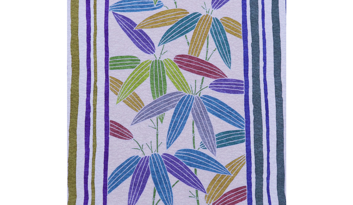 手描き友禅 染名古屋帯「笹によろけ縞模様」 拡大