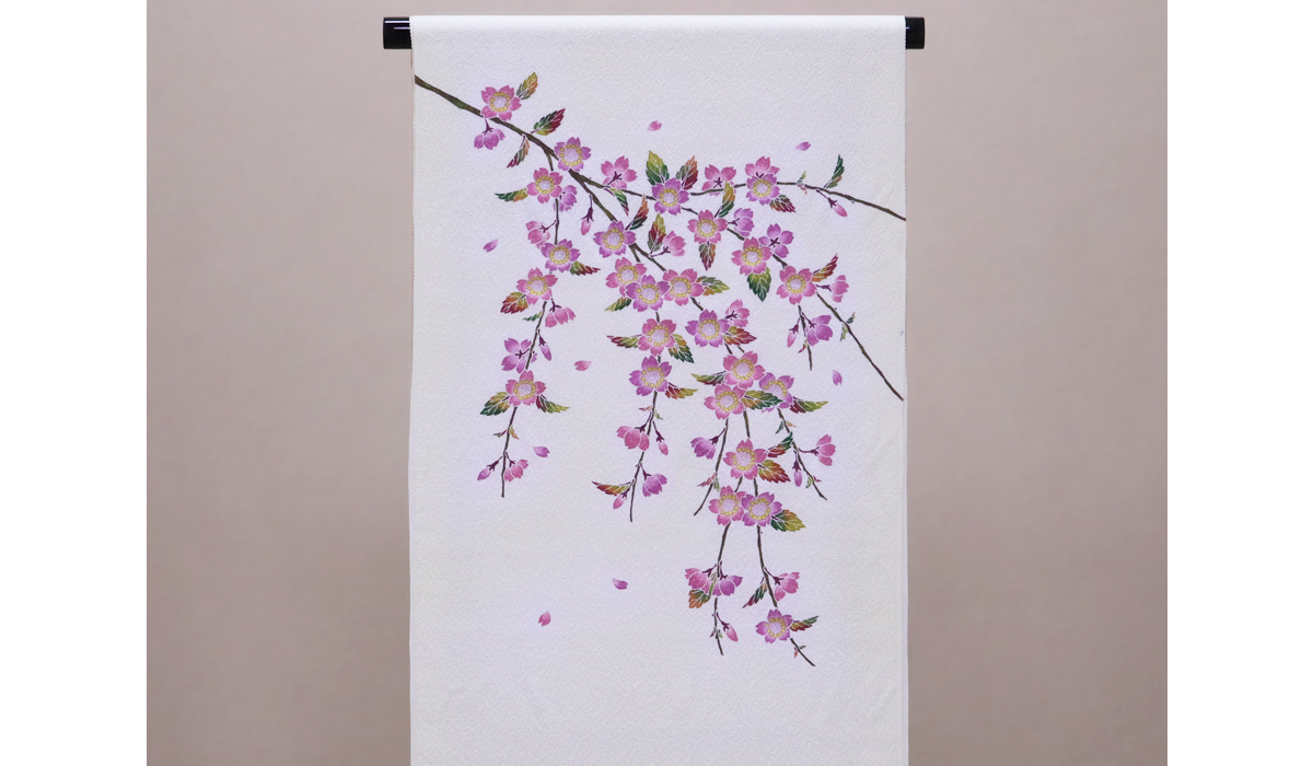 手描き友禅 染名古屋帯「枝垂れ桜」