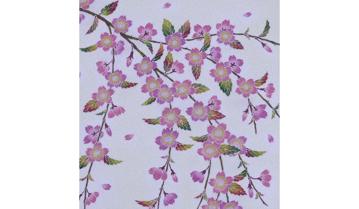 手描き友禅 染名古屋帯「枝垂れ桜」 拡大