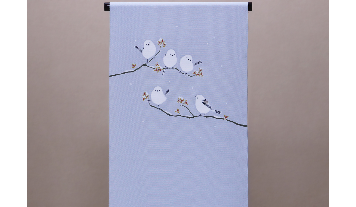 手描き友禅 染名古屋帯「島柄長蔓梅擬図」