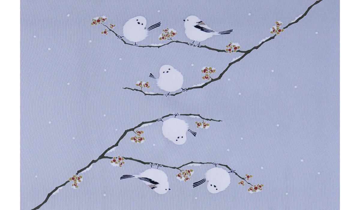 手描き友禅 染名古屋帯「島柄長蔓梅擬図」 前柄